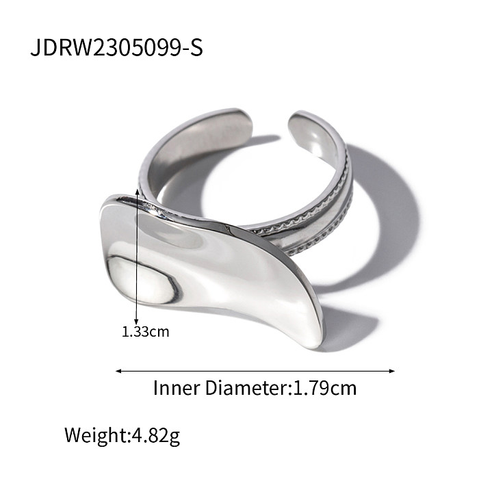 IG Style Simple Style Solid Color Stainless Steel Plating 18K Gold Plated Open Rings