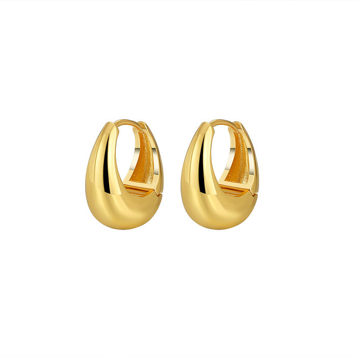 Boucles d'oreilles créoles plaquées cuivre, gouttelettes d'eau de Style Simple, 1 paire