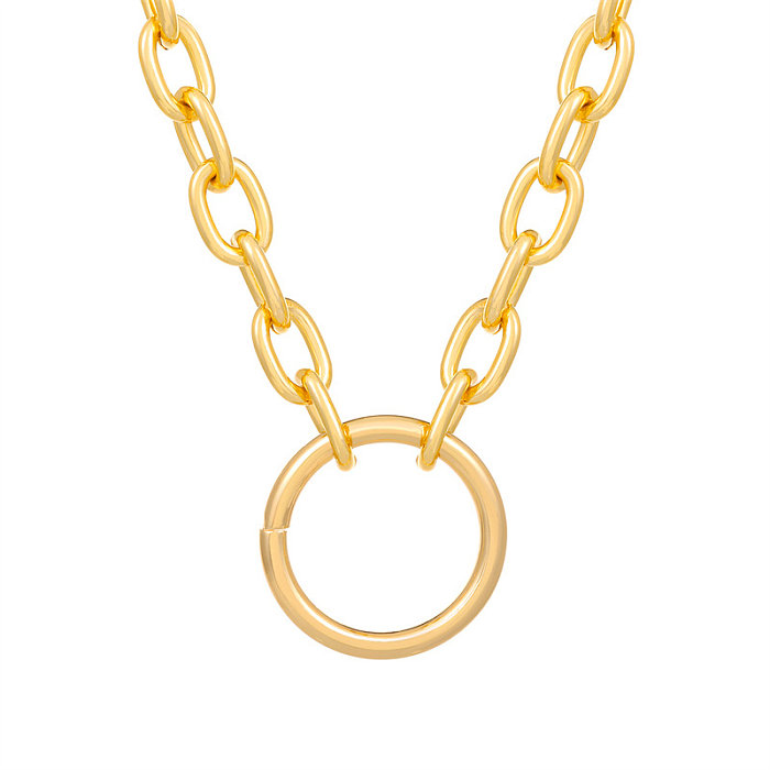 Hip-Hop Simple Style Solid Color Flower Lock Metal Copper 18K Gold Plated Gold Plated Silver Plated Crystal Zircon Layered Necklaces Pendant Necklace Necklace In Bulk