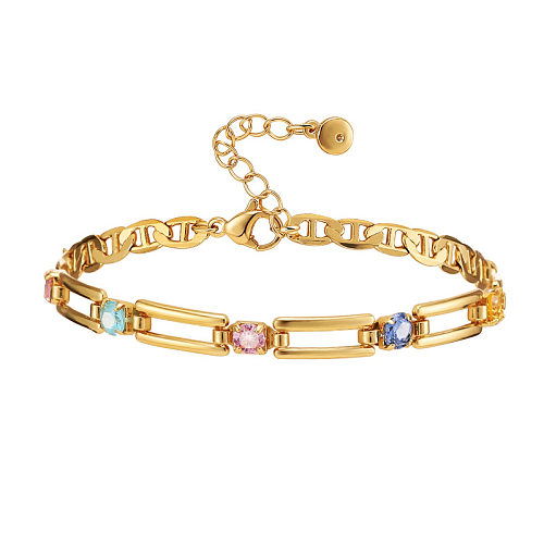 Bracelet tendance en or véritable plaqué cuivre 18 carats, en Zircon creux créatif, petits bijoux de tempérament, vente en gros, nouvelle collection