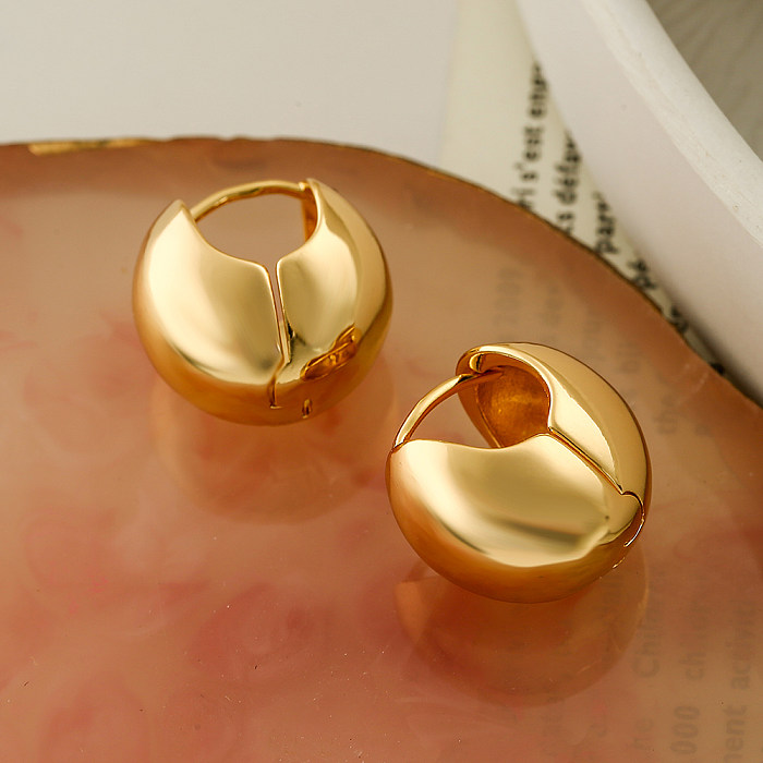 1 Pair Simple Style Commute Solid Color Plating Copper 18K Gold Plated Hoop Earrings
