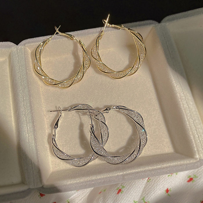 Einfacher Stil, geometrische Ohrringe aus Zirkon mit Kupferbeschichtung, 1 Paar