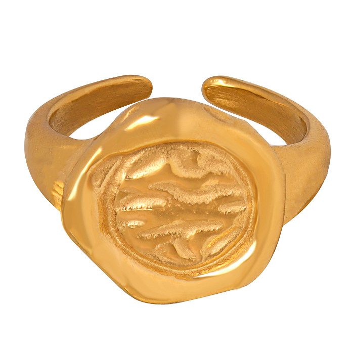 Simple Style Solid Color Titanium Steel Plating 18K Gold Plated Open Rings