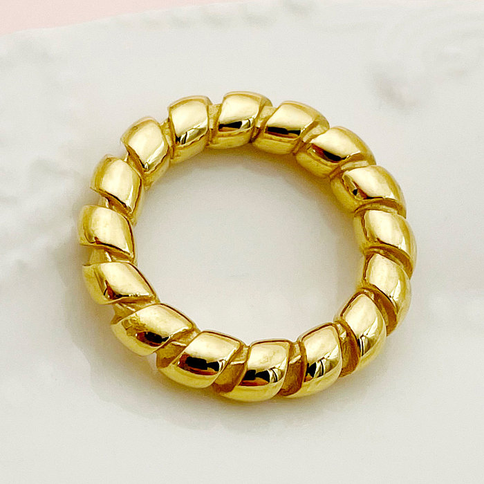 Simple Style Commute Solid Color Stainless Steel Polishing Plating Gold Plated Rings