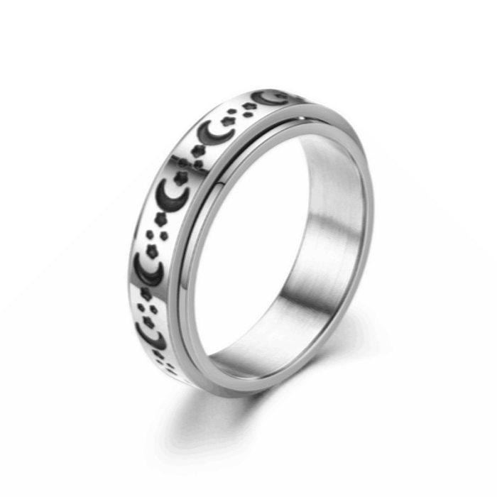 Amazon Sources Wholesale Xingyue Couple Ring Double-Layer Rotating Dynamic Decompression Anti-Anxiety Pressure Titanium Steel Ring