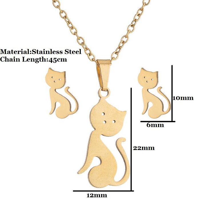 1 Set Mode Tier Titan Stahl Beschichtung Ohrringe Halskette