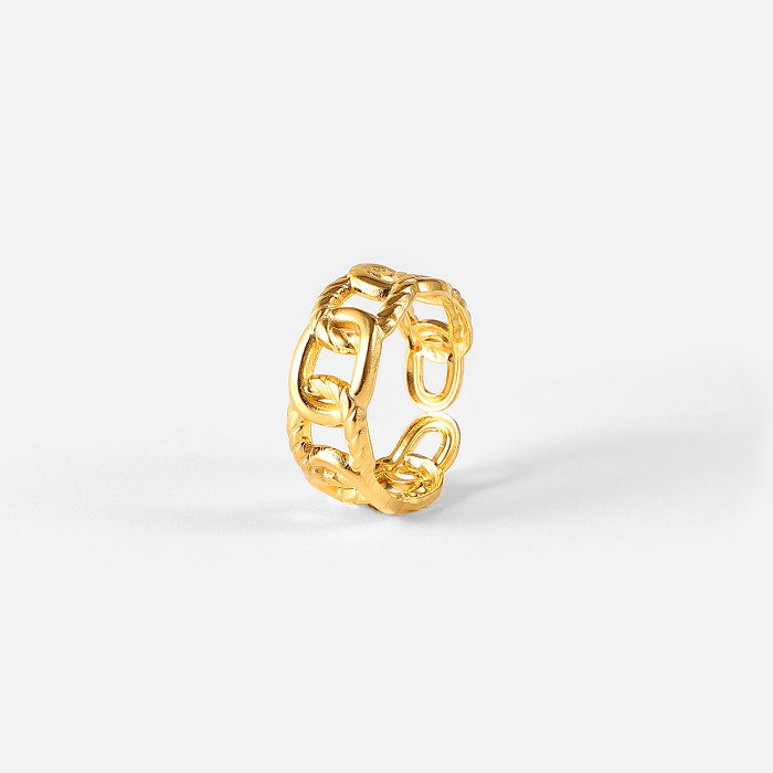 Europäischer und amerikanischer Ins-Fingerring für Herren und Damen, Titanstahl, galvanisiert, 18 Karat Gold, Edelstahl, gedrehte Kette, offener Ring, Ornament