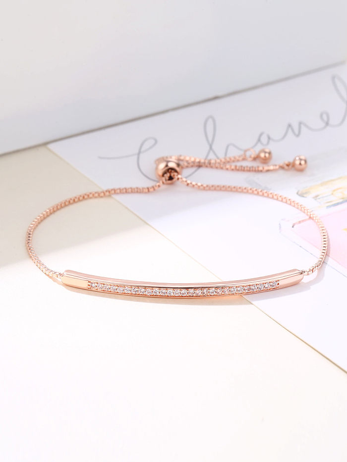 Casual Elegant Simple Style One-Shaped Quadrilateral Bamboo Copper Drawstring Inlay Zircon Bracelets