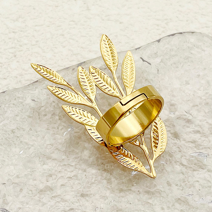 Atacado estilo simples cor sólida chapeamento de aço inoxidável anéis abertos banhados a ouro