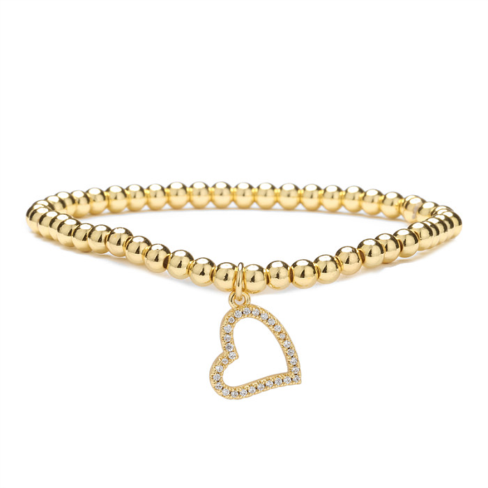 1 Piece Artistic Moon Heart Shape Copper Pearl Inlay Zircon Bracelets