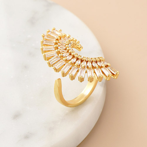Fashion Sun Copper Open Ring Plating Zircon Copper Rings 1 Piece