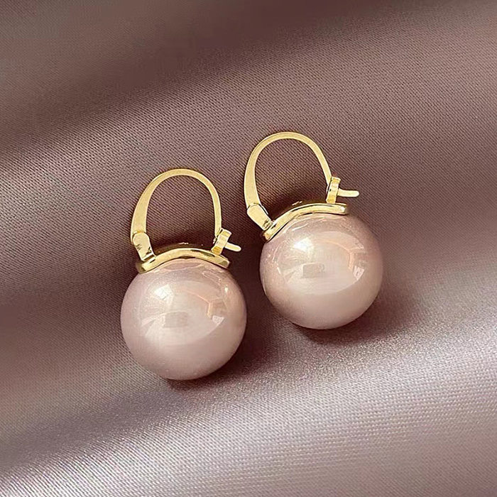 Boucles d'oreilles en perles artificielles avec incrustation de cuivre géométrique à la mode, 1 paire