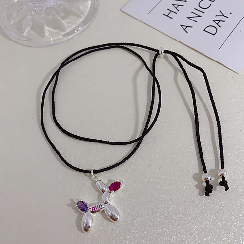 Simple Style Dog Copper Zircon Pendant Necklace In Bulk