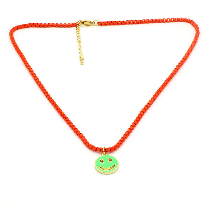 Casual Streetwear Smiley Face Copper Enamel Pendant Necklace
