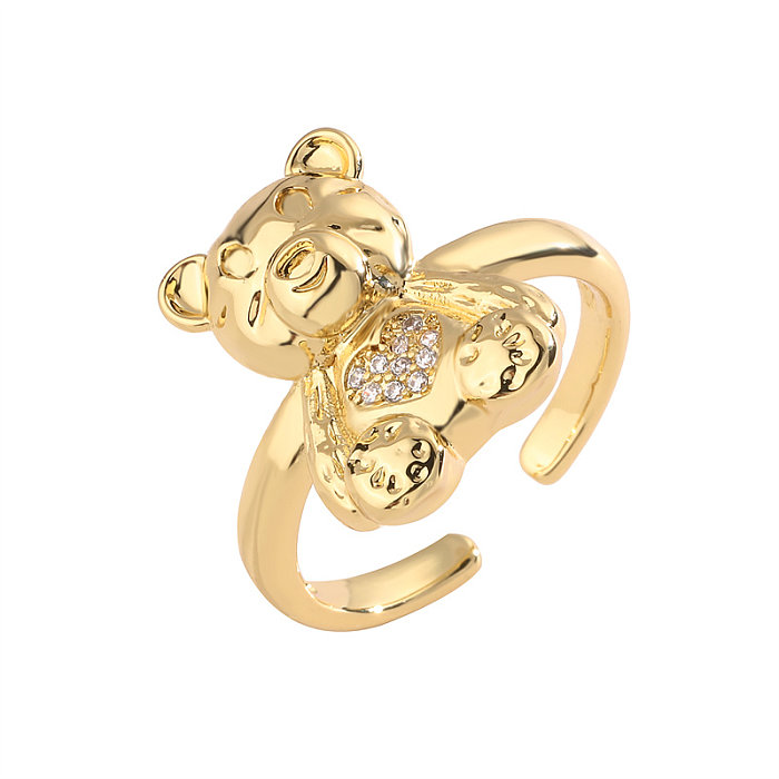 Luxuriöse, vergoldete offene Ringe mit Bärenverkupferung und Inlay-Zirkon