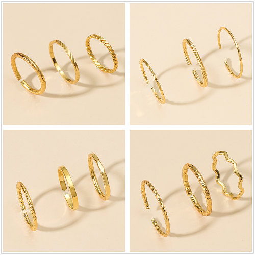 Conjunto de 3 peças de anel de aço de titânio para emagrecimento torcido ultrafino feminino