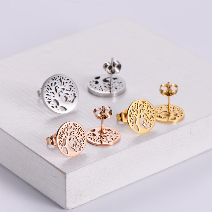 New Elegant Fashion Hollow Tree Necklace Earrings Set