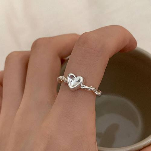 Sweet Heart Shape Copper Plating White Gold Plated Open Rings