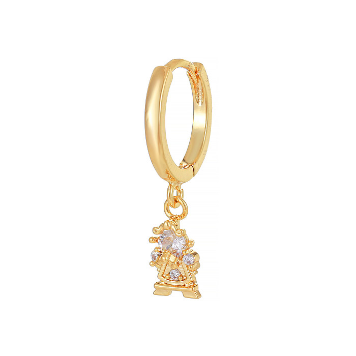 1 Piece Princess Cute Human Animal Plating Inlay Brass Zircon 18K Gold Plated Drop Earrings