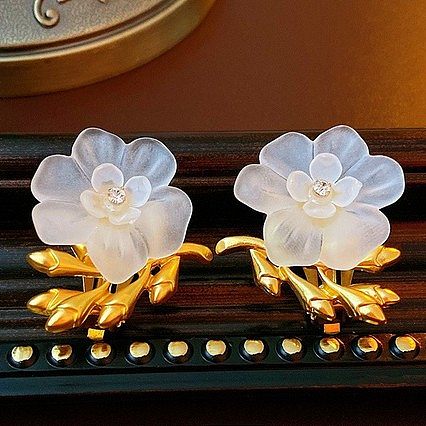 1 Pair Retro Geometric Color Block Plating Inlay Copper Artificial Pearls Rhinestones Drop Earrings