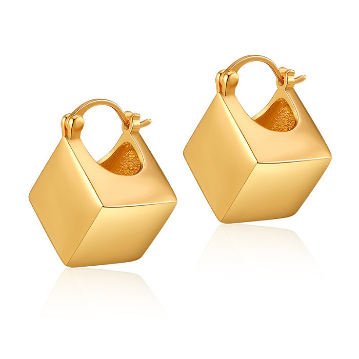 1 Paar lässige quadratische Kupfer-Ohrringe mit 18-Karat-Vergoldung
