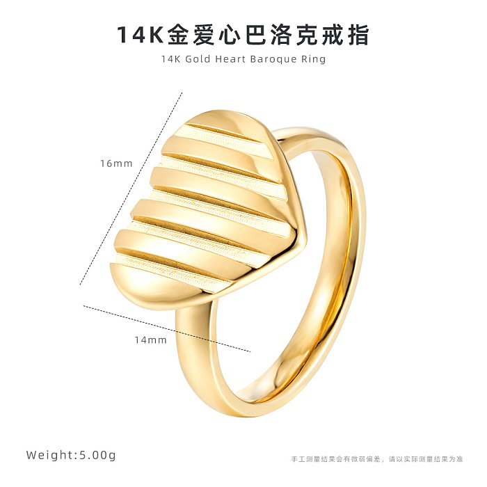 1 Piece Fashion Heart Shape Titanium Steel Plating Rings