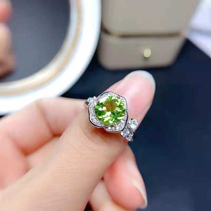Bague ouverte en diamant artificiel en cuivre Glam Flower en vrac