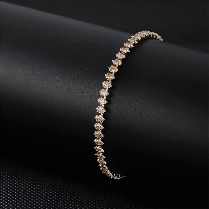 Bracelets en zircon avec incrustation de cuivre ovale de style simple et doux