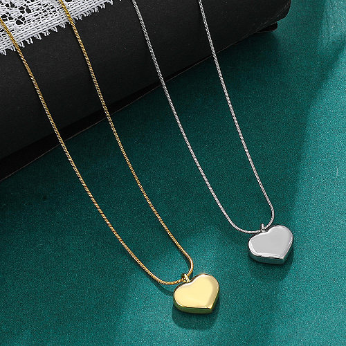 Collier pendentif plaqué cuivre en forme de cœur, Style Simple, 1 pièce