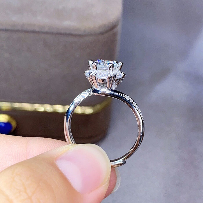 Anéis de cobre de flores da moda embutidas anéis de cobre de diamante artificiais