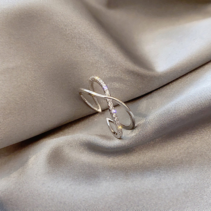 Fashion Geometric Copper Inlay Artificial Pearls Zircon Open Ring 1 Piece