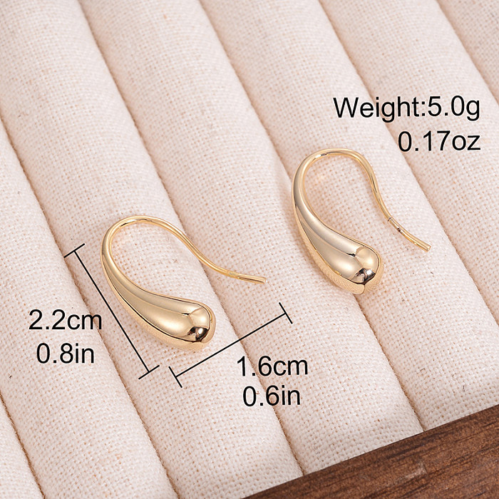 1 Pair Basic Water Droplets Plating Copper White Gold Plated Ear Hook