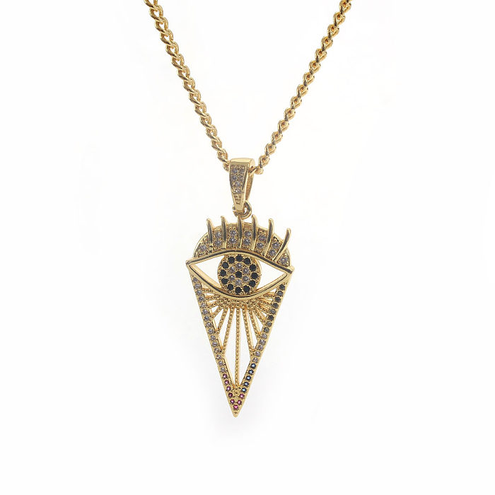 Casual Solid Color Copper Plating Inlay Zircon Gold Plated Pendant Necklace
