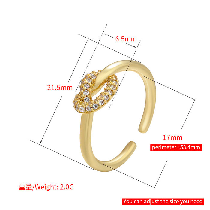 Micro Inlaid Colored Diamonds Knotted Twist 18K Gold-plated Ring