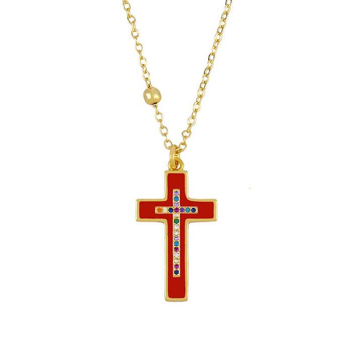 Classic Retro Cross Necklace Dripping Diamond Cross Pendant