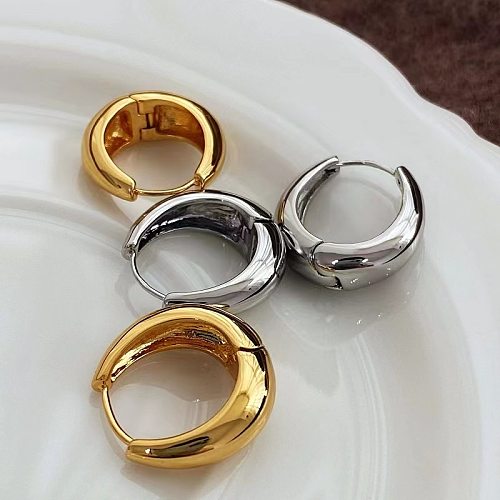 1 Pair Simple Style Round Plating Copper Hoop Earrings