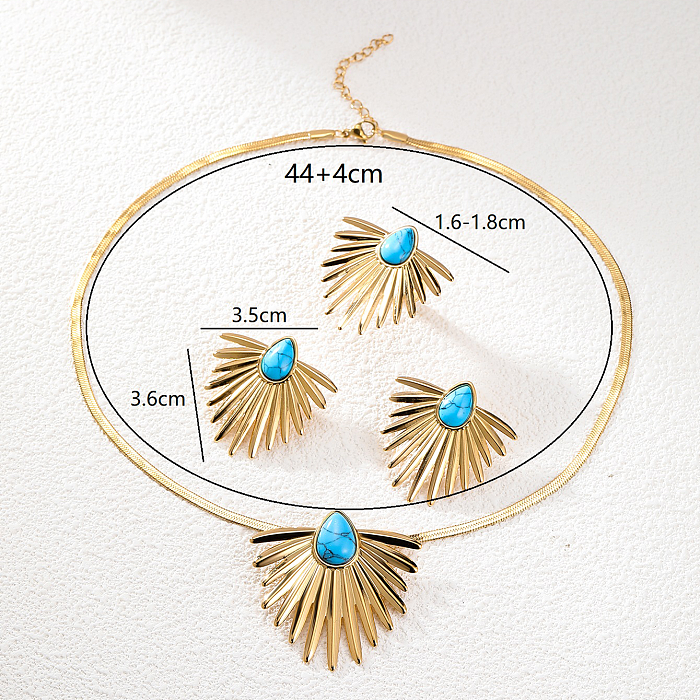 Exaggerated Sector Leaves Stainless Steel Plastic Irregular Plating 18K Gold Plated Jewelry Set