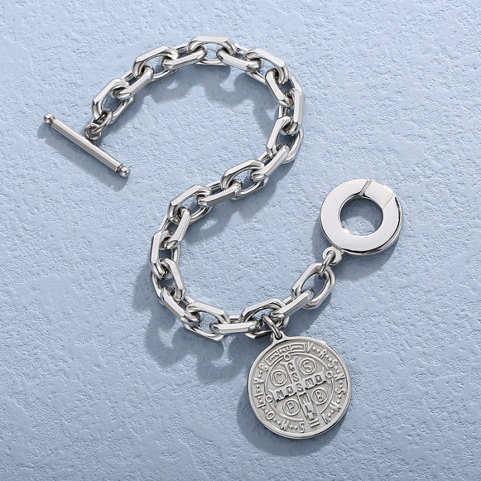 Fashion Retro Portrait Coin Titanium Steel Necklace Bracelet