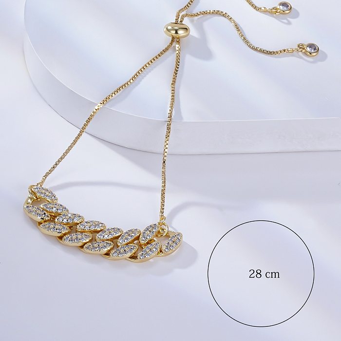 Pulseras plateadas oro 18K de las piedras preciosas artificiales del cobre de la cadena geométrica de la moda