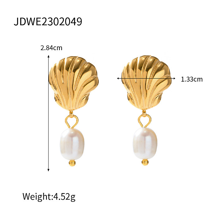 IG Style Beach Starfish Shell Stainless Steel Imitation Pearl Plating 18K Gold Plated Rings Earrings Necklace