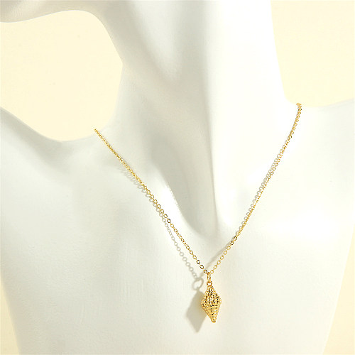 Beach Tropical Simple Style Conch Copper 18K Gold Plated Pendant Necklace In Bulk