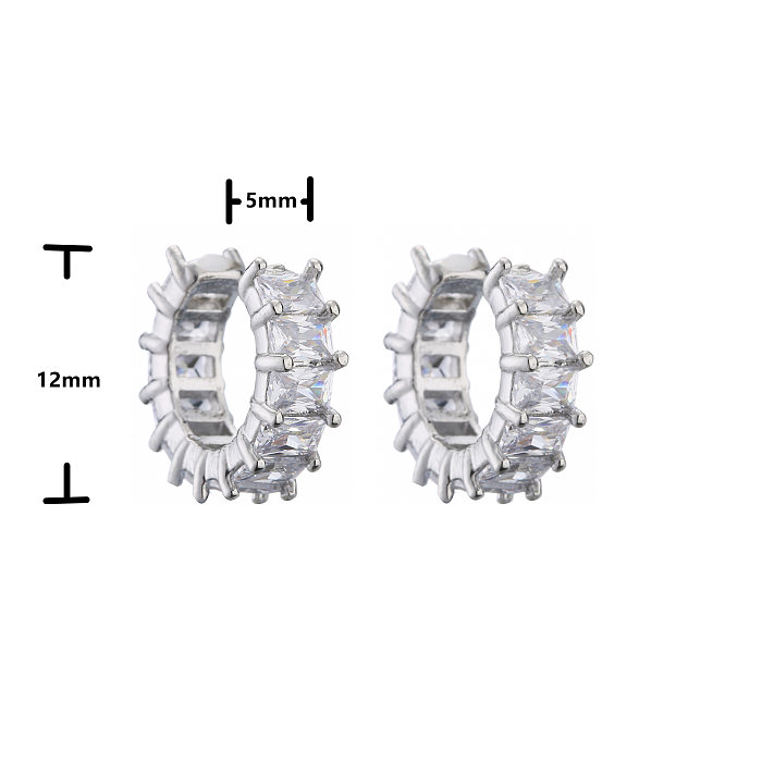 Boucles d'oreilles en Zircon micro-incrusté, Clip d'oreille carré en diamant, bijoux en or plaqué cuivre 18 carats