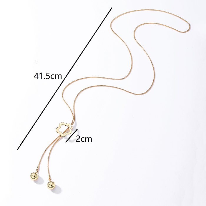 Cute Flower Copper Plating 18K Gold Plated Pendant Necklace