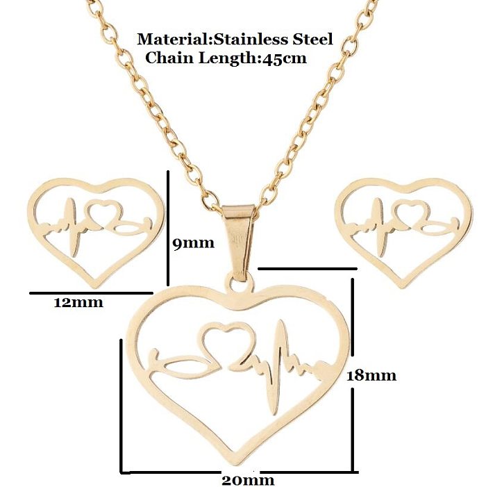 1 Set Mode Geometrische Tier Edelstahl Überzug Ohrringe Halskette