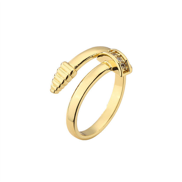 Fashion Snake Copper Gold Plated Inlay Zircon Open Ring 1 Piece