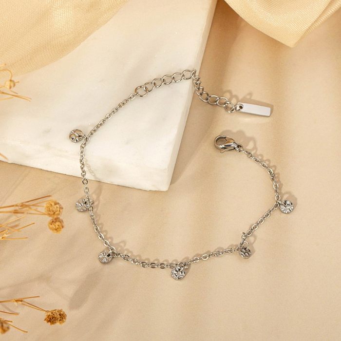 Simple Style Round Stainless Steel Polishing Plating Gold Plated Bracelets Necklace
