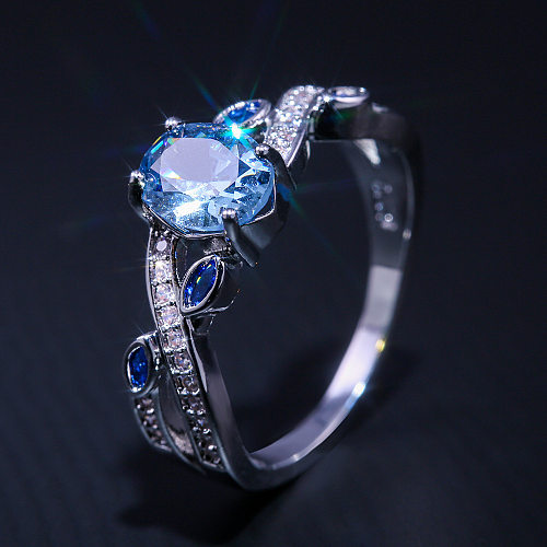 New Ring Accessories Fashion Royal Blue Zircon Ladies Copper Ring