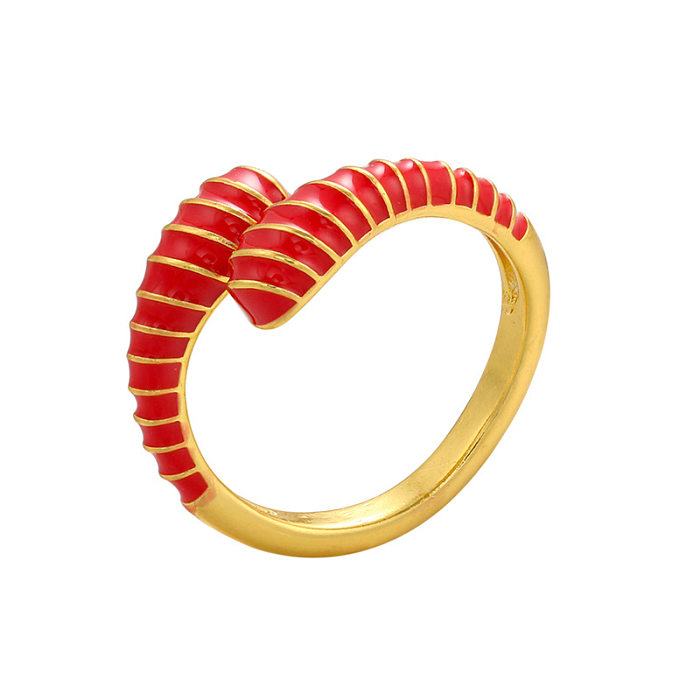 Drop Oil Opening Ring Caterpillar Snake-shaped Opening Color Ring 18K Gold-plated Women's Jewelry