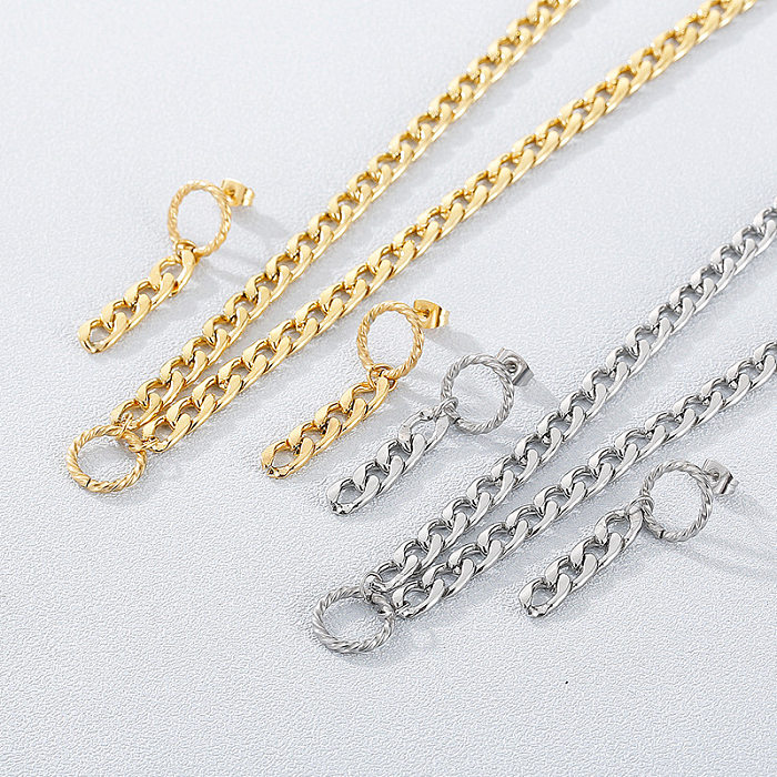Ensemble de boucles d'oreilles et collier en titane, chaîne épaisse, cercle Simple, vente en gros de bijoux
