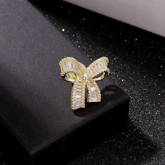 Clips d'oreille en Zircon plaqué cuivre, 1 pièce, Style féerique, Style français, nœud papillon doux